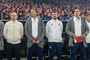 Brian Riemer, cheftrner  (Danmark), Morten Wieghorst, cheftrner  (Danmark)m Daniel Agger, assistenttrner  (Danmark)